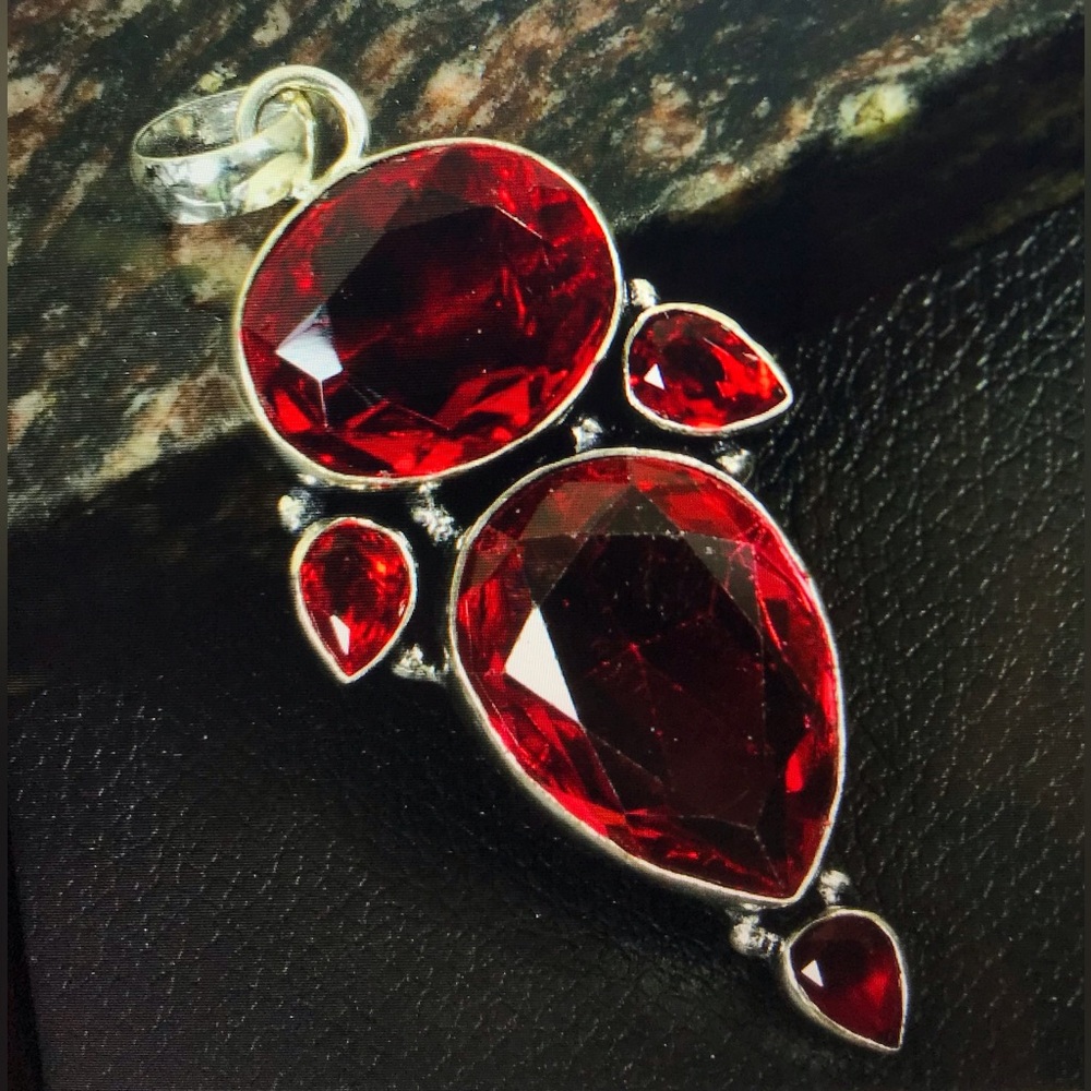 Garnet Stamped 925 Sterling Silver Necklace